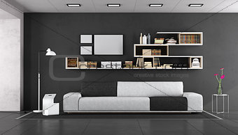 Black and white modern living room