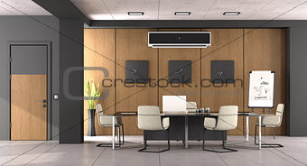 Black and wooden modern boardroom
