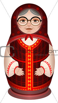 Grandmother in national clothes russian wooden doll matryoshka