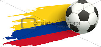 Soccer ball and flag of Colombia. Victory kick goal