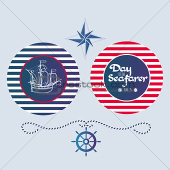Day of the Seafarer. Sailing ship and lettering.