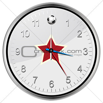 Soccer football clock with red star