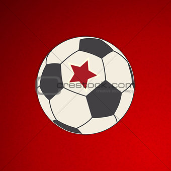 Soccer football with red star on red