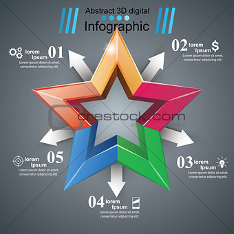 Color star - paper origami infographic.