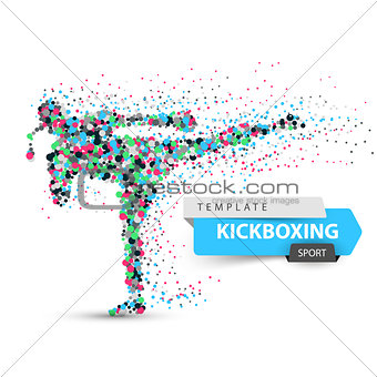 Male athlete is kicking. Sport dot illustration.