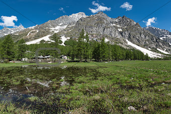 Val Ferret in spring landscape