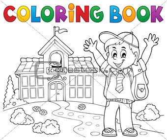 Coloring book happy pupil boy theme 2