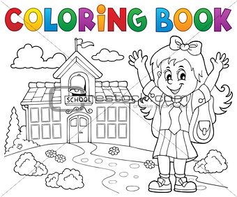 Coloring book happy pupil girl theme 2
