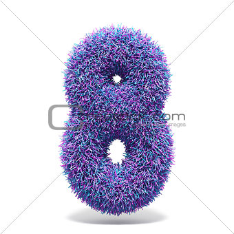 Purple faux fur number 8 EIGHT 3D