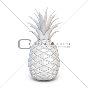 White abstract pineapple 3D rendering illustration on white back