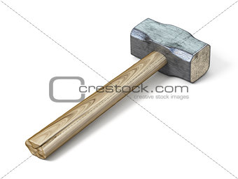 Metal sledge hammer 3D rendering illustration on white backgroun