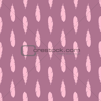 Feather seamless pattern in lilac colors