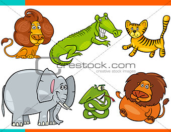 set of cartoon funny animal characters