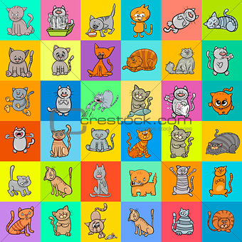 pattern design with cats cartoon characters