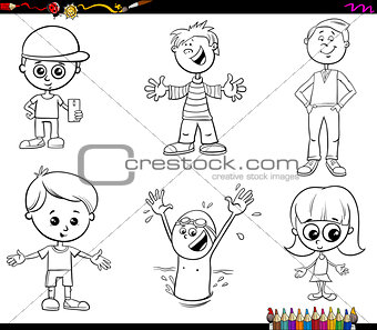 children characters set coloring book