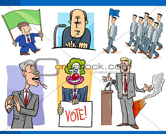 set of politics and politician cartoon concepts