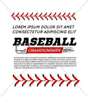 Baseball ball text frame on white background.