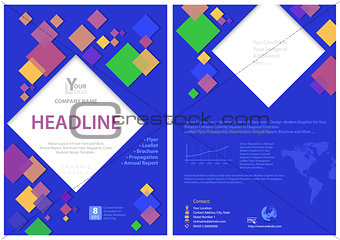Blue Flyer Template with Colorful Squares