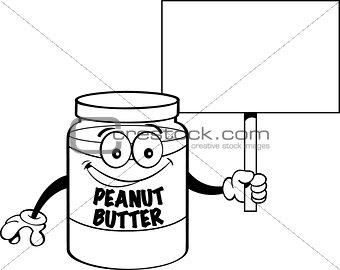 Cartoon Jar of Peanut Butter Holding a Sign