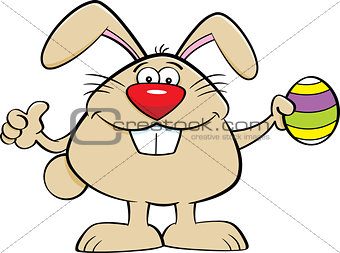 Cartoon Easter Bunny Holding an Easter Egg