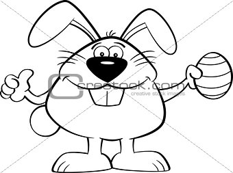 Cartoon Easter Bunny Holding an Easter Egg