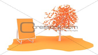 Advertising Billboard on the theme of nature. 3D illustration