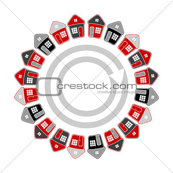 Houses in circle shape. Real estate concept. 