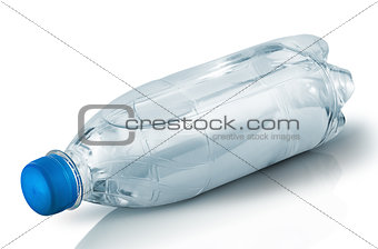 Closed plastic bottle with water lies
