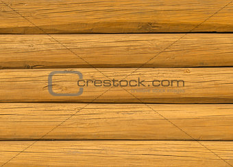 Wooden log wall.