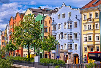Colorful architecture od Innsbruck riverfront view