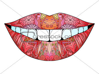 Zentangle stylized smile. Hand Drawn lace vector illustration