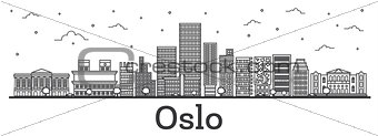 Outline Oslo Norway City Skyline with Modern Buildings Isolated 
