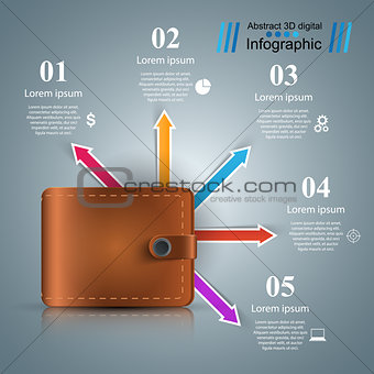 Wallet, money icon. Business infographic.