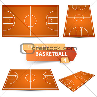 Basketball court. Four items sport template.