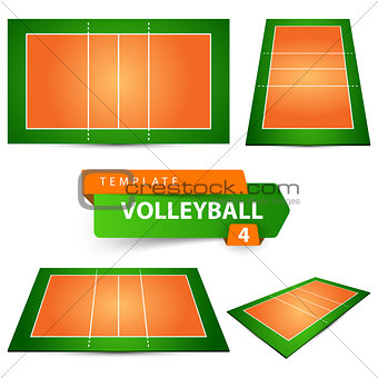 Volleyball court. Four items template.