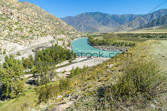 The inflow of Katun river. Altai Mountains, Russia.