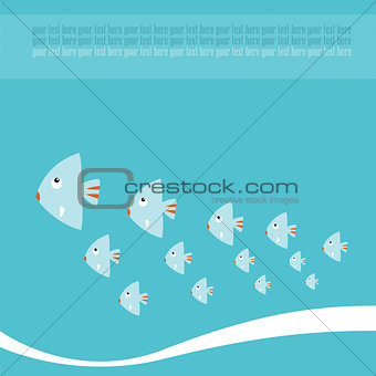 Sea life background with lovely cartoon fishes. Vector illustration