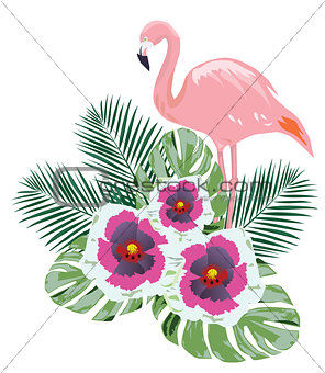 Vector Flamingo Flowers