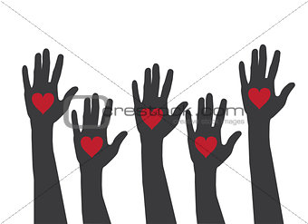 vector hands hearts