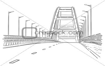 Hand drawn sketch of Crimean bridge