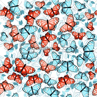 pattern with butterflies and leaves 1