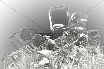 Ice cubes isolated on gray background 3d illustration