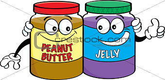 Cartoon Peanut Butter and Jelly Jars