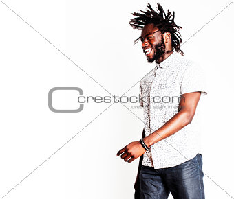 young handsome afro american boy  stylish hipster gesturing emot