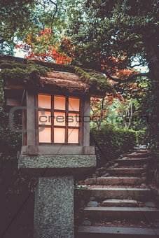 Lamp in Jojakko-ji temple, Kyoto, Japan
