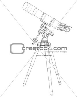 Telescope concept outline. Vector