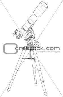 Telescope concept outline. Vector