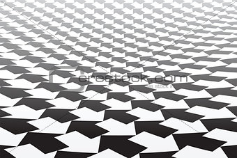 Black and white arrows pattern. Diminishing perspective. 