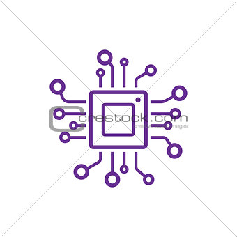 Cpu icon, vector cpu processor technology, electronic microchip