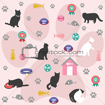 Seamless pattern, cat icons